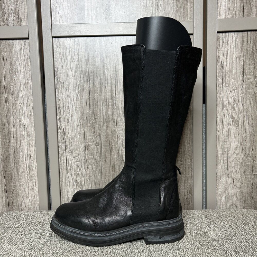 Emanuele Crasto Knee High Boots Leather Italian Black